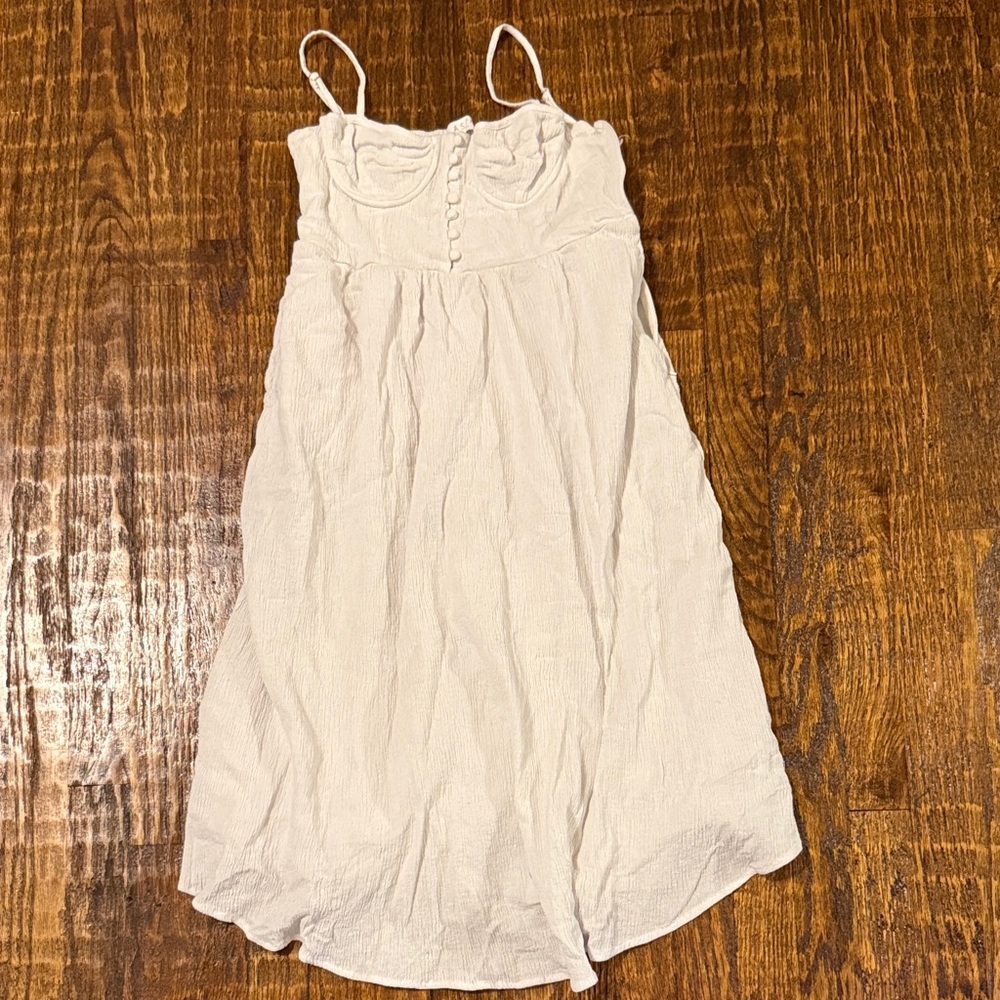 ASTR The Label White Midi Dress w/ Pockets | Button Front | Size M Bride Fairy